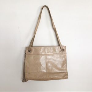 Hobo Crossbody Should bag with tassel tan